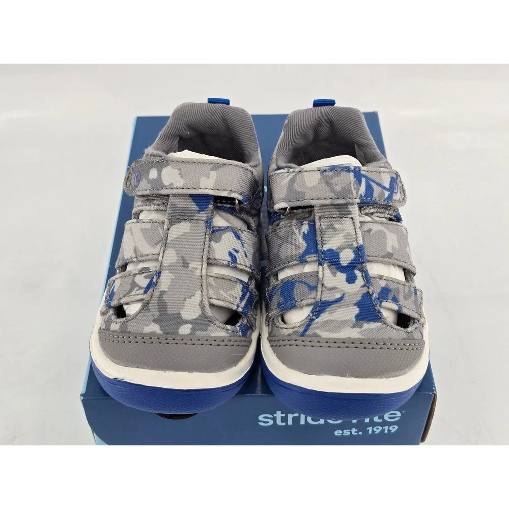 Stride Rite Hadley‎ 2.0 Boys 5.5M Grey Camo Hook Loop Sandals -NEW